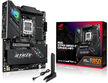ASUS ROG Strix B850-F Gaming WiFi AMD motherboard, 16+2+2 power stages, DDR5 slots, four M.2 slots, PCIe 5.0, total support of 19 USB ports including USB 20Gbps Type-C and Aura Sync RGB