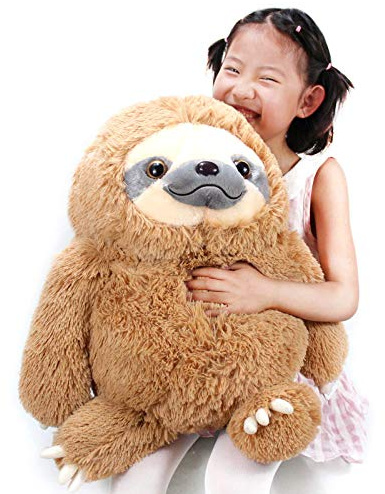 Winsterch Cuddly Stuffed Animal Sloth Toy - Large Teddy Baby Doll for Kids - Plush Sloth Gift for Birthdays (Brown, 20 inches)