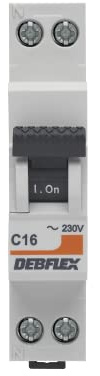 DEBFLEX - Disjoncteur 16A Phase + Neutre 3KA - Module Coupe-Circuit - Certifié NF - Installation dans Tableau Electrique - Gris