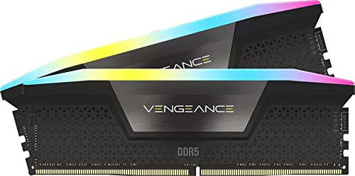 CORSAIR VENGEANCE RGB DDR5 RAM 32GB (2x16GB) Up to 6400MHz CL36-48-48-104 1.35V Intel XMP 3.0 Desktop Computer Memory - Black (CMH32GX5M2B6400C36)