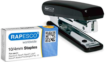 Rapesco PSE000AS Agrafeuse de Poche avec 1000 Agrafes de Type 10/4 mm, Capacité de 12 Feuilles, Couleurs Assorties Aléatoires