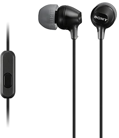 Sony MDR-EX15AP - Cuffie in-ear con microfono, Auricolari in silicone, Nero