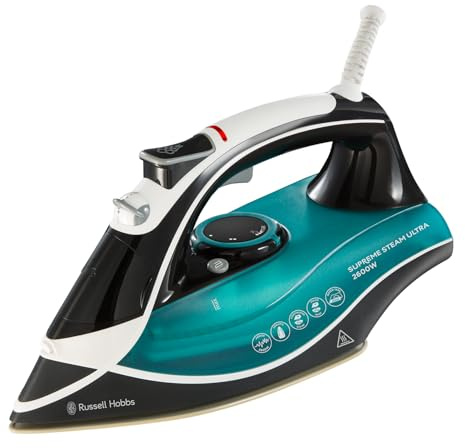 Russell Hobbs 23260 Supreme Steam Ultra Iron 2600W - Ceramic Soleplate, 350ml Water Tank, Vertical Steam, Teal/Black
