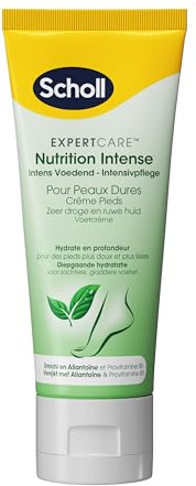 Scholl Crème Pieds Nutrition intense pour peaux dures - Hydrate en profondeur pour des pieds plus doux et plus lisses - Enrichie en Allantoïne et provitamine B5 - 75ml