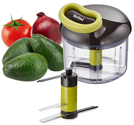 Tefal Hachoir manuel 5 secondes, 900 ml, Hacher, découper, mixer, Légumes, Noix, Oignons, Lames en acier inoxydable, Cuisine rapide et facile K1320404