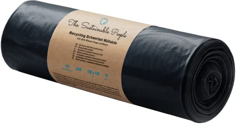 Sacs poubelle TSP 240L - fabriqués à partir de matériaux 90% recyclés (PE) - certifiés Ange Bleu -rouleau de 10- fort (70µm) -1000x1250mm- idéal pour la rénovation et les déchets commerciaux