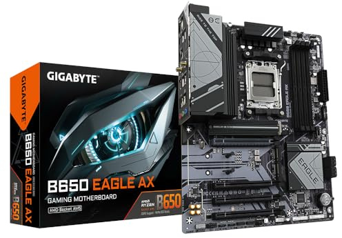 Gigabyte B650 EAGLE AX Motherboard - Supports AMD Ryzen 7000 CPUs, 12+2+2 Phases Digital VRM, up to 7600MHz DDR5 (OC), 1xPCIe 5.0 + 2xPCIe 4.0 M.2, Wi-Fi 6E 802.11ax, GbE LAN, USB 3.2 Gen2