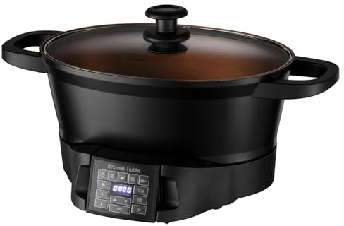 Russell Hobbs Good-to-Go 6.5L Electric Multicooker - 8 Digital functions inc Sear, Slow Cook, Steam, Boil, Keep warm & Roast, Cast aluminium housing, Glass lid, Dishwasher safe parts, 750W, 28270