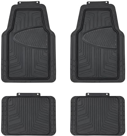 Amazon Basics Lot de 4 tapis de sol en caoutchouc pour voitures, SUV et camionnettes Toutes saisons Noir