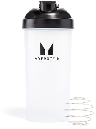 Myprotein Protein Shaker Bottle - 600ml Blender Cup - Wire Mix Ball - Clear BPA Free, Dishwasher Safe (Clear/Black)