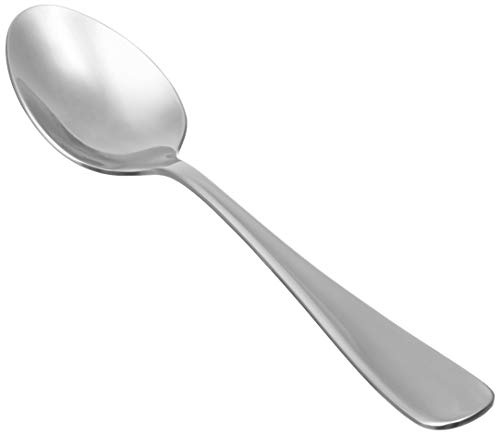 Amazon Basics Cuillères à Soupe en Acier Inoxydable,Lavables au Lave-Vaisselle, Bord Rond, Grandes Cuillères à Soupe, 20 cm, Lot de 12, Argent