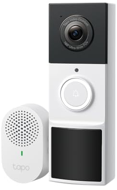 Tapo TD21 Battery Video Doorbell Wireless 2K 3MP Ultra-Clear Doorbell Camera, Ring Chime Included, Color Night, 160°DFOV Ultra-Wide, TP-Link Free AI Detection,IP65, 6-Month Battery,No Monthly Fee