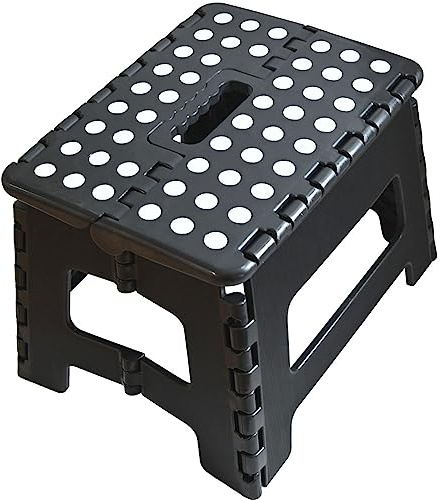 Armo® Tabouret Pliant avec poignée de Transport Compact Pliable Tabouret de Bricolage Repose-Pieds Échelle Poids Maximum 150 kg (Noir)