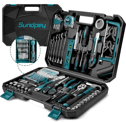 Mallette à Outils 257 Pièces Caisse à Outil Complete - Sundpey Boite a Outils Portable Marteau Pinces Tournevis Clé Douille Ruban Mesurer Kits d'Outils Réparation Combiné