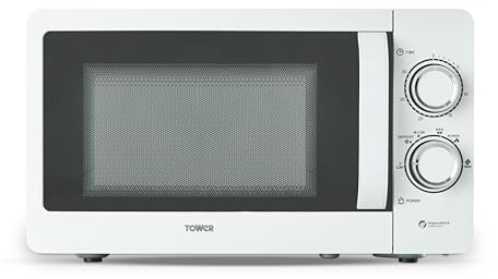 Tower 800W 20L Manual Microwave Oven - White & Chrome