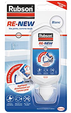 Rubson – Re-New Blanc (1 x 80ml) – Mastic sanitaire blanc à base de silicone, s'applique sur le joint déjà existant – Mastic étanche & anti-moisissures