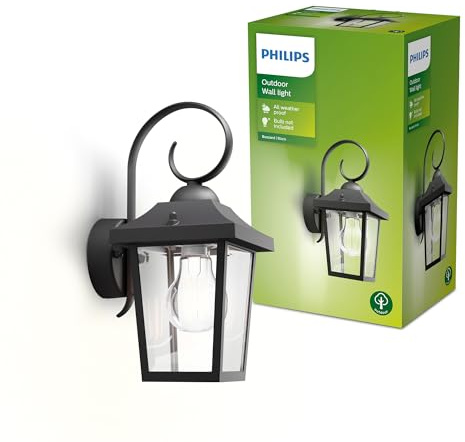 Philips LED Lampada da Parete Buzzard, per Esterni, Attacco E27, Nero