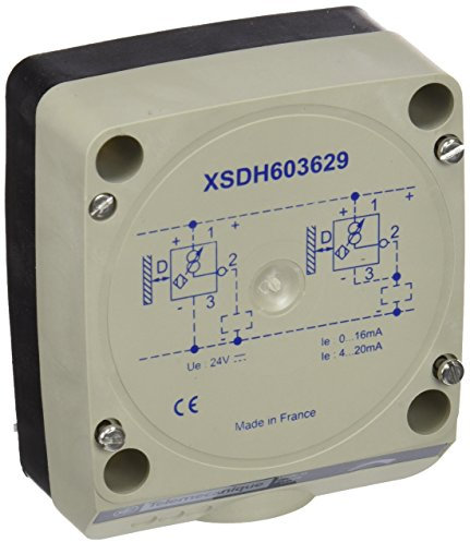 Schneider Electric OsiSense XSDH603629 Détecteur Inductif Cylindrique 80x80mm, Plastique, 60mm Portée, 24V CC, IP67, Sortie Analogique 4-20mA
