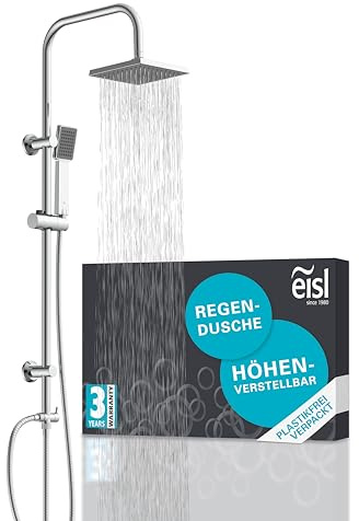 EISL EASY ENERGY DX12004-A colonne de douche, colonne douche sans robinetterie 2 en 1 avec grande douche de pluie et douche colonne de pluie sans robinetterie, chrome