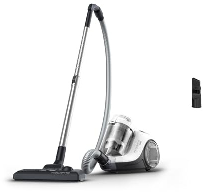 Rowenta Aspirateur sans Sac, Moteur Basse consommation, Puissance 900 W, Format Compact, Haute Filtration, Rayon d'action de 7,6 m, Swift Power Cyclonic Blanc RO2917EA