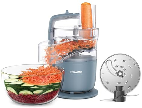 Kenwood, MultiPro Go FDP22.​130GY, Food Processor, for Chopping, Slicing, Grating, Pureeing and Kneading Dough, with Express Serve, 1.3L Bowl, Knife blade, 4mm Slicing/Grating Disk, 650 Watts, Grey