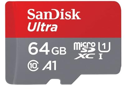 SanDisk 64GB Ultra microSDXC card + SD adapter up to 120 MB/s with A1 App Performance UHS-I Class 10 U1