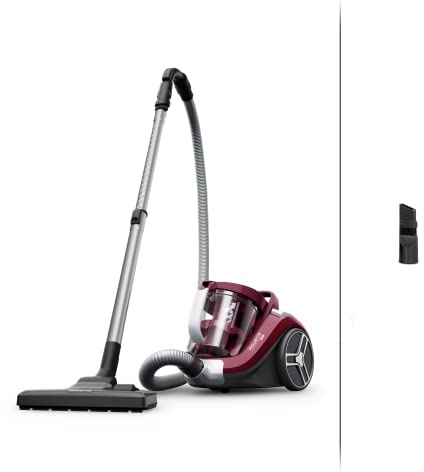 Rowenta Compact Power XXL Aspirateur sans sac, Moteur basse consommation de 900 W max, Haut niveau de filtration, Bac à poussière XXL 2,5 L, Compact RO4B23EA, Bordeaux