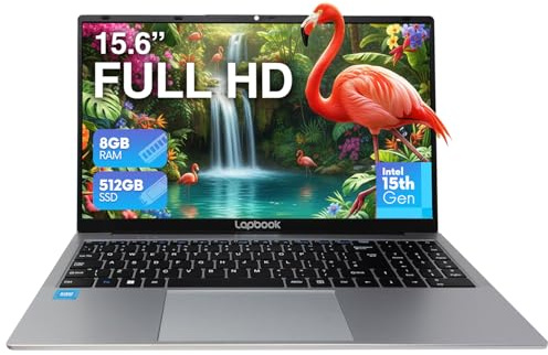 15.6" Full HD Windows 11 Laptop (Dec 2025 Release) - Intel 15th Gen, 8GB RAM 512GB M.2 SSD, Windows 11 Home, Dual-Band WiFi, Integrated Webcam - S15 N6 Quad-Core, 15 Inch Lightweight Laptop