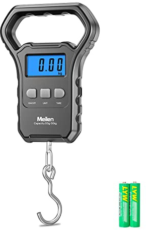 Meilen Fish Scale,110lb/50kg,Hanging Luggage Scale, Fishing Wighting Divice with Backlit LCD Display, Measuring Luggage Weight for Suitcase, Large Handle, Digital Postal Scale Fishing Gifts for Men