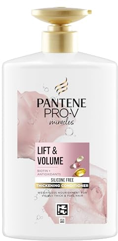 Pantene Lift'N'Volume Thickening Hair Conditioner with Biotin, Silicone Free, 1000ml XL Pump. Pro V Miracles Conditioner Enriched with Antioxidants. Visibly Thicker & Fuller Hair