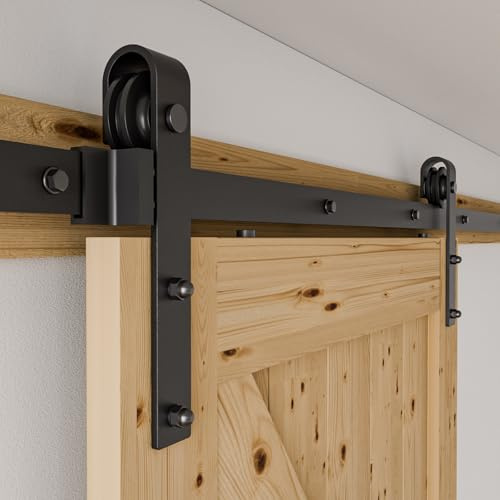 WOLFBIRD 200CM/6.6FT Quincaillerie De Porte Coulissante Kit Porte Coulissante Rail pour système de quincaillerie à célibataire porte