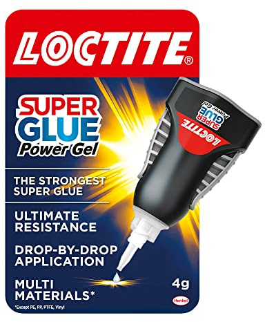 Loctite Super Glue Power Gel 1x4g – Clear, Flexible, Non-Drip Adhesive for Vertical Surfaces & Precise Repairs on Wood, Rubber, Leather, Glass & other Materials