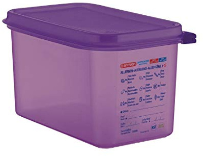 Araven Allergen Purple 1/4 Gastronorm Food Storage Container with Airtight Lid, 4.3L Polypropylene