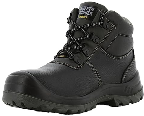 Safety Jogger Botte de sécurité - Chaussure de travail S3/S1P à embout en acier pour hommes ou femmes, semelle en acier antidérapante résistante aux perforations, absorbant les chocs, hydrofuge et oléofuge, UK 9 EU 43, Bestboy, cuir, noir