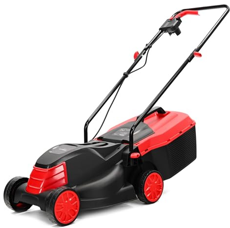 LEHMANN Tagliaerba Elettrico, 1200 W, Larghezza di Taglio 32 cm, Cesto Raccoglierba 25 L, Regolazione Altezza Taglio 3 Livelli 25–65 mm, per superfici fino a 500 m², 3450 giri/min