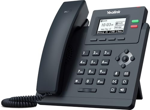 Yealink SIP-T31P Entry-level IP Power over Ethernet Corded Phone with 2 Lines, HD Voice and 2.3 Inch Graphical LCD Display with Backlight (132 x 64 Pixel) - Black