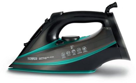 Tower Steam Iron 3100W, Fast Heat-Up for Quick Ironing, 180g Steam Boost for Fast Crease Removal, Ceramic Soleplate for Smooth Glide, 360ml Tank, Anti-Drip System, Teal (T22013TL)