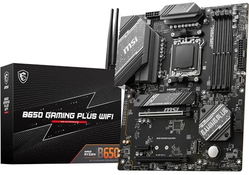 MSI B650 GAMING PLUS WIFI Motherboard, ATX - Supports AMD Ryzen 9000/8000 / 7000 Series Processors, AM5-14+2 Duet Rail VRM, DDR5 Memory Boost 6400+MHz/OC, 2 x PCIe 4.0 x16, 2 x M.2 Gen4, Wi-Fi 6E