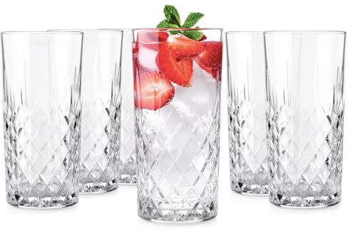 Glasmark Krosno Lot De 6 Verres à Eau Boire En Verre Highball Verres à Cocktail De Forme Classique Résistants Au Lave-Vaisselle Transparents Avec Effet Cristallin 6 x 300 ml
