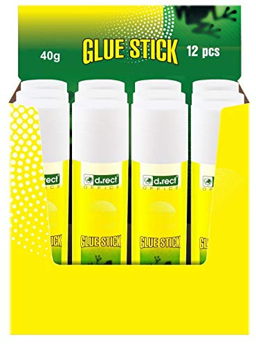 D.RECT 12 pezzi Colla stick | 12x40g | Colla Adesiva da ufficio