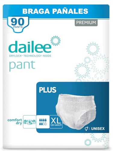 Dailee Pants Plus XL - 90x Couches Adultes, Couche Culotte Incontinence Femme et Homme - Slip Incontinence, 90 Culotte Jetable