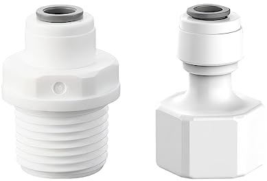 Qrity Raccord Rapide 1/4" à 1/2" Fileté Femelle/Mâle, Filtre à Eau Raccords Rapides, 2 Pièces
