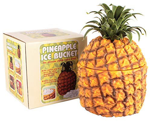 Bar Bespoke Retro Pineapple Ice Bucket - Yellow Plastic, Glass Lined, 1.5 Litre Capacity