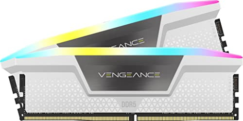 CORSAIR VENGEANCE RGB DDR5 RAM 32GB (2x16GB) Fino a 6000MHz CL36 Intel XMP Memoria per Computer Compatibile iCUE - Bianco (CMH32GX5M2E6000C36W)