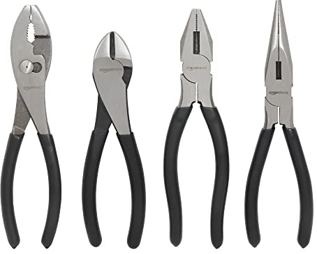 Amazon Basics pinces coupantes, 4 pièces, Noir et Argenté