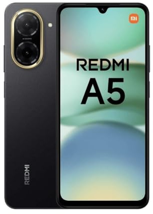XIAOMI Redmi A5 - Smartphone de 3+64GB, Pantalla inmersiva de 6,88" 120 Hz, Potente procesador Octa Core, Cámara Dual AI de 32 MP, 5200 mAh, Cargador no Incluido, Negro (Versión ES)