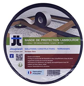 Jouplast Rouleau Bande Bitumeuse d'étanchéité pour terrasse 7,7 cm x 20 M, Noir