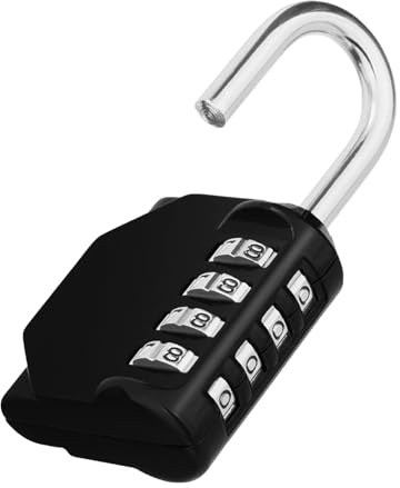 ZHEGE Combination Locker Padlock, 4 Digit Coded Padlock, Gym Lock, School Locker Lock, Weatherproof Combination Lock Outdoor (Black)