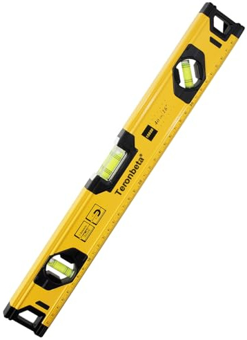 Teronbeta Aluminium Alloy Spirit Level 400 mm/16 Inch Shock Proof Torpedo Level with Magnetic Base and 3 Bubble 45°,90°,180° - Yellow/Black