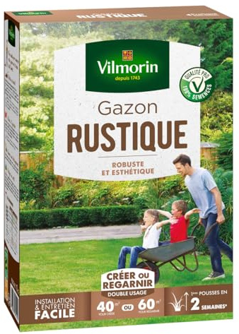 VILMORIN - Gazon Rustique - Robuste et esthétique, 1kg, Vert